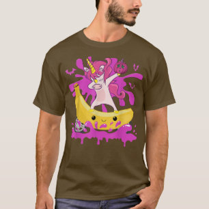 T-shirt Funny Dabbing Unicorn équitation Banana Bike Hallo