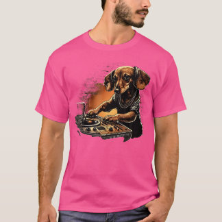 T-shirt Funny Dachshund Cute Dj Electronic Music Edm Party