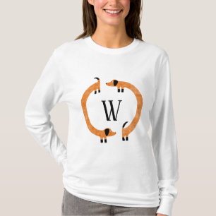 T-shirt Funny Dachshund Saucisse Chien Monogramme