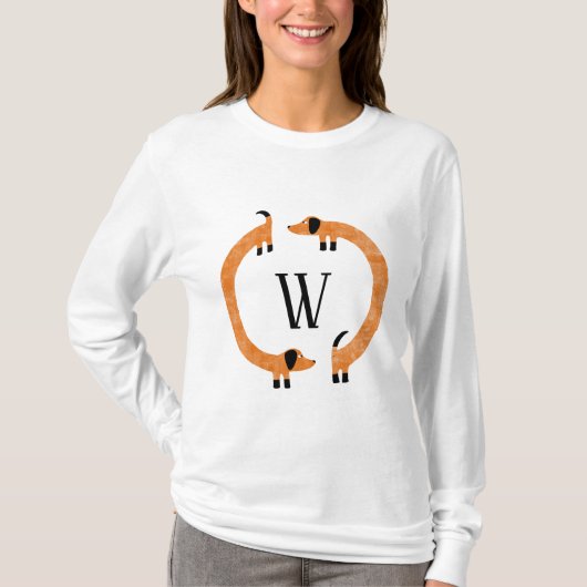 T-shirt Funny Dachshund Saucisse Chien Monogramme (Devant)