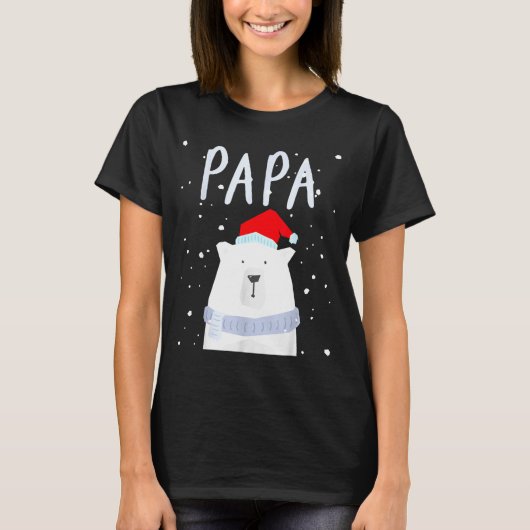 T-shirt Funny Dad Bear Christmas Saint Hat Couples Family  (Devant)