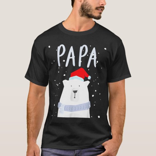 T-shirt Funny Dad Bear Christmas Saint Hat Couples Family  (Devant)