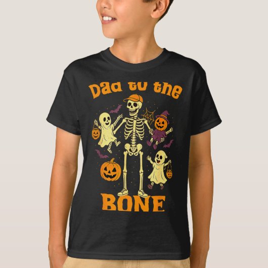T-shirt Funny Dad To The Bone Skeleton With Kids Halloween (Devant)