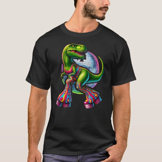 T-shirt Funny Dancing Dinosaur, Disco Dino Party, Dinosaur (Devant)