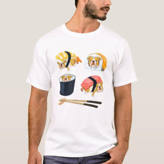 T-shirt Funny de Bulldog anglais sushi