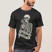 T-shirt Funny "Dead Inside But Caffeinated" Skeleton  (Devant)