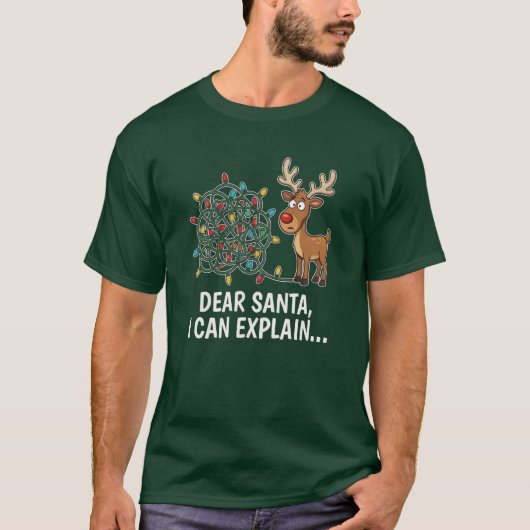 T-shirt Funny Dear Santa I Can Explain Reindeer Christmas (Devant)