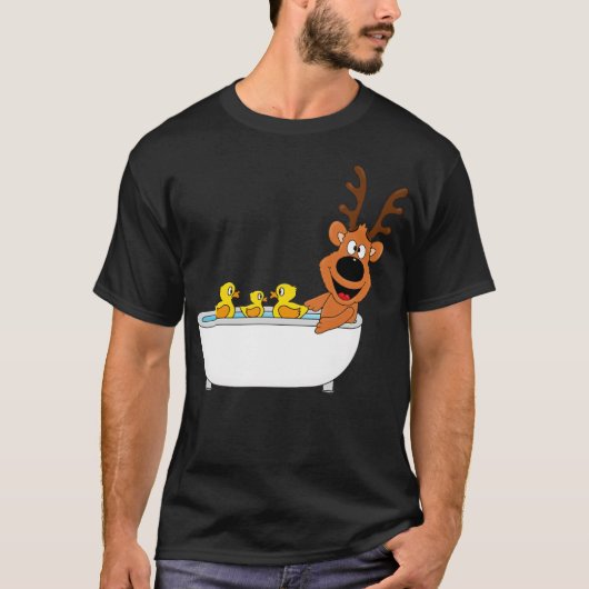 T-shirt Funny deer dog print black labs (Devant)