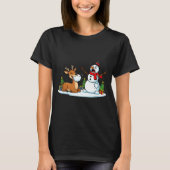 T-shirt Funny Deer Snowman Christmas Tree Xmas Womens Mens (Devant)