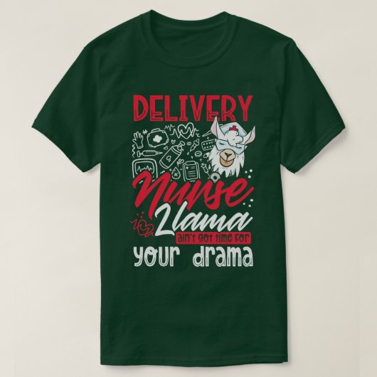 T-shirt Funny Delivery Nurse llama (Design devant)