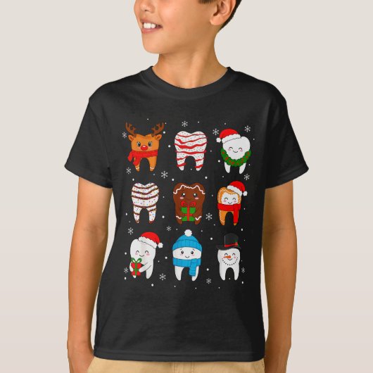 T-shirt Funny Dental Christmas Teeth Cute Xmas Dentist Squ (Devant)