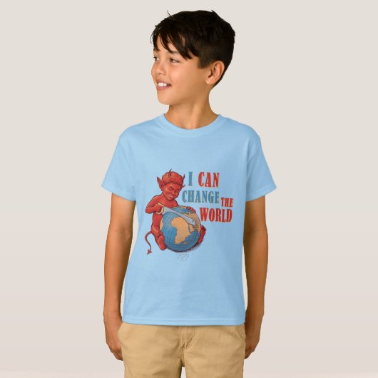 T-shirt Funny Devil Kid “I Can Change the World” (Devant entier)