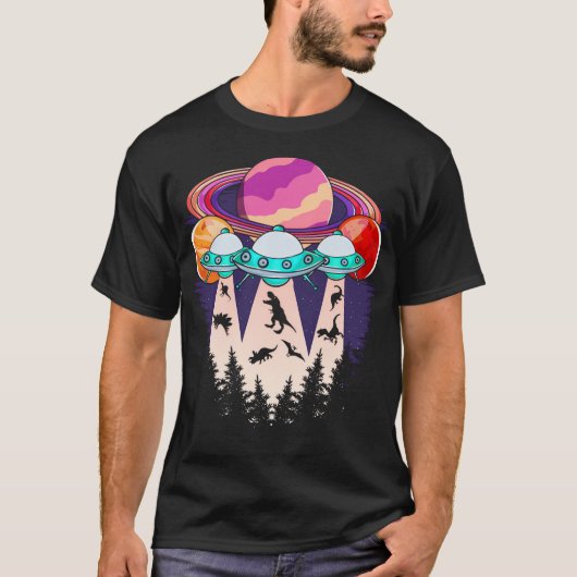 T-shirt Funny Dinosaur Ufo Lover Alien (Devant)