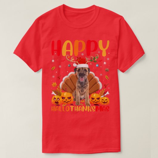 T-shirt Funny Dog Lover Happy Border Terrier Dog Hello Tha (Design devant)