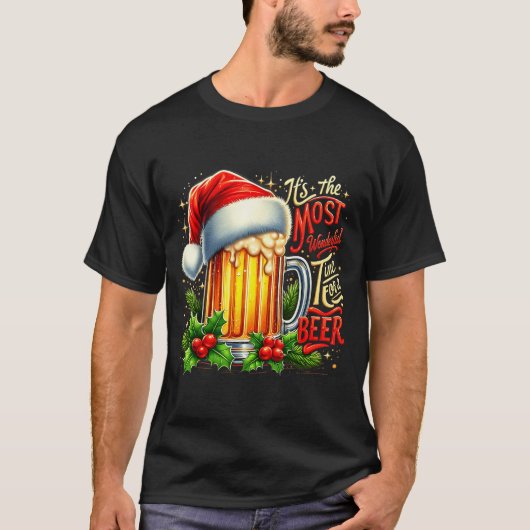 T-shirt Funny Drinking Christmas Santa Beer Lovers Trend N (Devant)