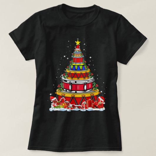 T-shirt Funny Drumline Christmas Tree Xmas (Design devant)