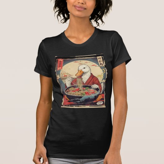 T-shirt Funny Duck Eating Ramen Japanese Art (Devant)