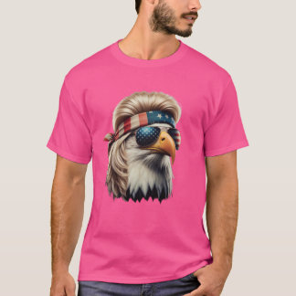 T-shirt Funny Eagle America 4 juillet Blonde Wig Eagle Mul