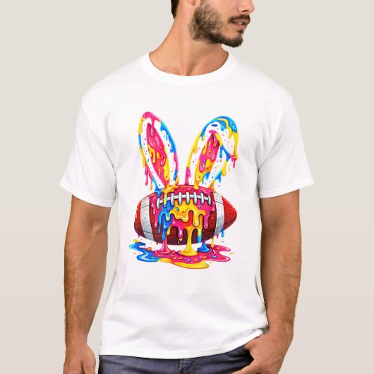 T-shirt Funny Easter Football Bunny Ears Paint Drip Graphi (Devant)