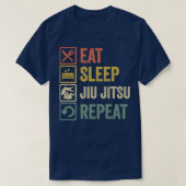 T-shirt Funny Eat Sleep Jiu jitsu Repeat Distressed Retro (Design devant)