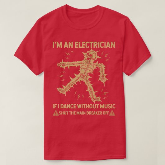 T-shirt Funny Electrician Skeleton Lightning (Design devant)