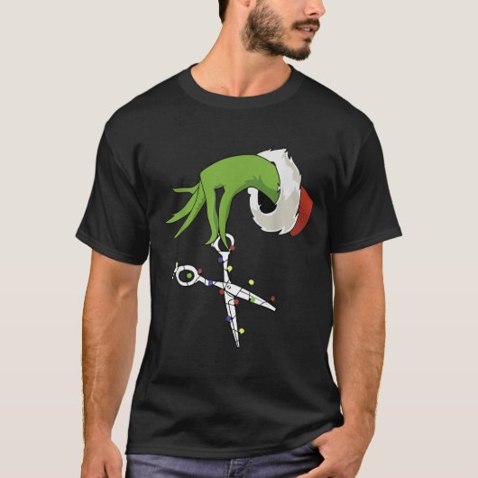 T-shirt Funny Elf Hands Hair Stylist Hairdresser Scissor B (Devant)