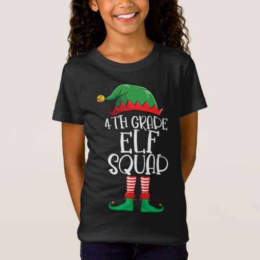 T-Shirt Funny Elf Squad 4e année Enseignant de Noël (Devant)