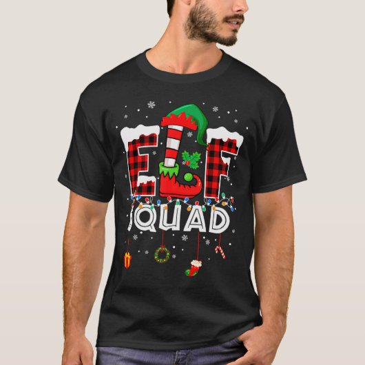 T-shirt Funny Elf Squad Christmas Family Matching Pajamas (Devant)