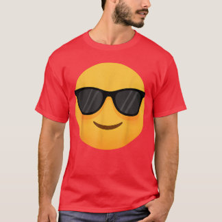 T-shirt Funny Emoticon Cool Smiling Face with Sunglasses f