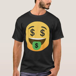 T-shirt Funny Emoticon Dollar Mouth Face with Money Sign E