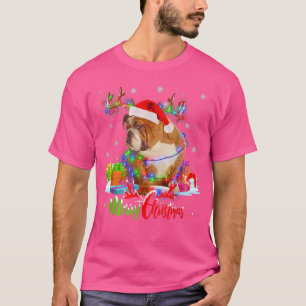 T-shirt Funny English Bulldog Dog Merry Christmas Party Fa