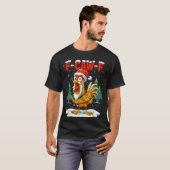 T-shirt Funny F-caw-f Christmas Chicken Xmas Lights Santa (Devant entier)