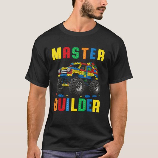 T-shirt Funny Family Master Builder Building Bricks Blocks (Devant)