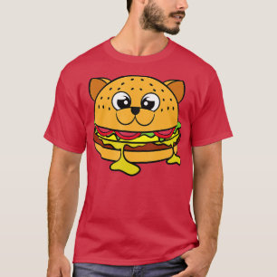 T-shirt Funny Fastfood Burger Chat Kitten Kitty Cheeseburg