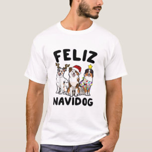T-shirt Funny Feliz Navidog amoureux des chiens berger aus