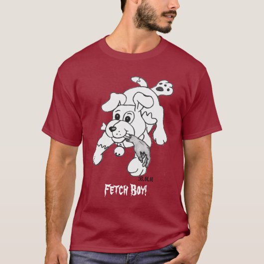 T-shirt Funny Fetch Bois Charcoal Pencil Chien Unisex (Devant)