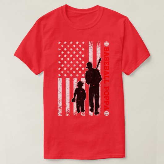 T-shirt Funny Fier Baseball Poppa Drapeau Américain D (Design devant)