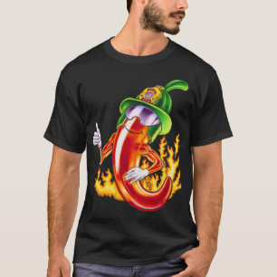 T-shirt Funny Fier Pompier Chili Sur Le Feu Donne Des Pouc
