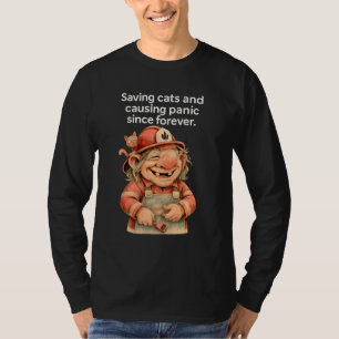 T-shirt Funny Firefighter Troll Sauver des chats provoque