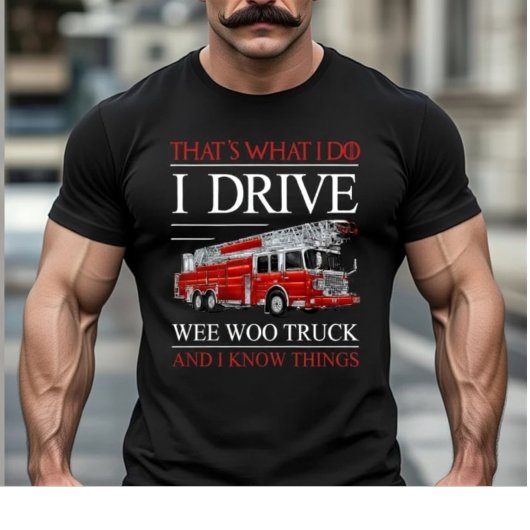 T-shirt Funny Firefighter Wee Woo Truck Driver