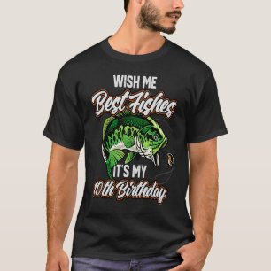 T-shirt Funny Fisherman's 10th Birthday 10 Bass Fishing B