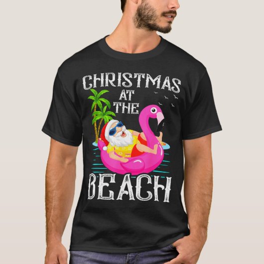 T-shirt Funny Flamingo Float Santa Claus Christmas At The (Devant)