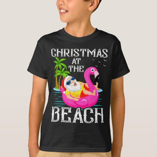T-shirt Funny Flamingo Float Santa Claus Christmas At The (Devant)