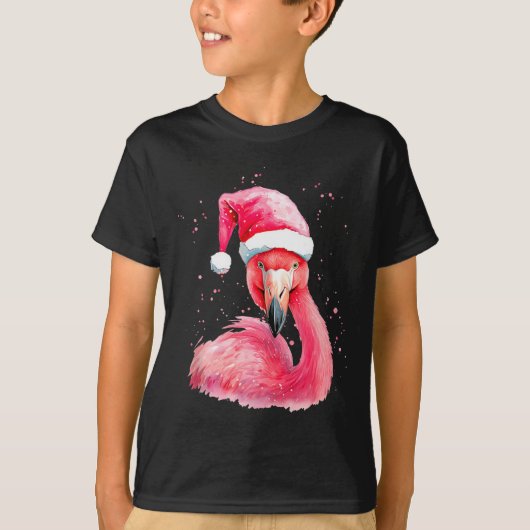 T-shirt Funny Flamingo Watercolor Christmas Secret Santa H (Devant)