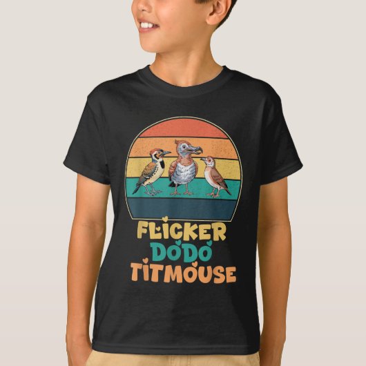 T-shirt Funny Flicker Dodo Titmouse Oiseau Regarder la nat (Devant)