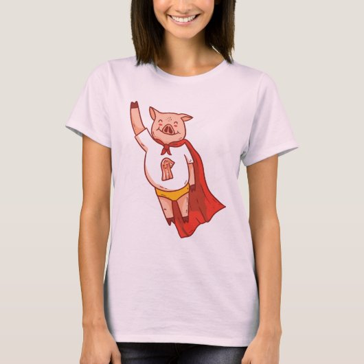 T-shirt Funny Flying Super Pig (Devant)