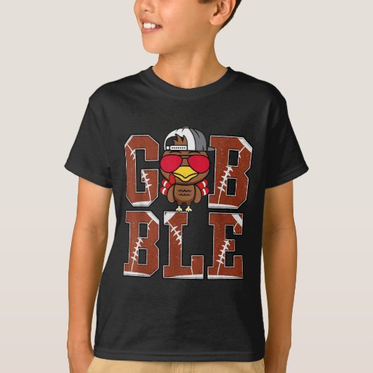 T-shirt Funny Football Gobble Turkey Thanksgiving Boys Kid (Devant)