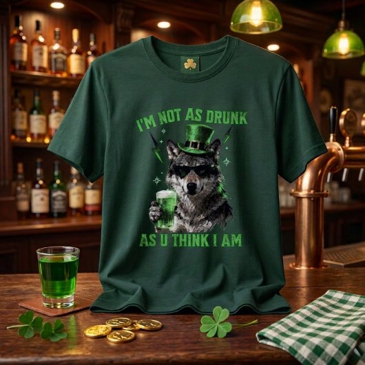 T-shirt Funny Forest Green I'm Not As Drunk Wolf St Paddy