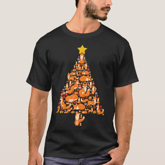 T-shirt Funny Fox Christmas Tree Foxes Xmas pour femmes Ho (Devant)