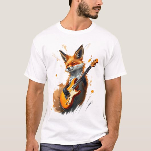 T-shirt Funny Fox sur la guitare (Devant)